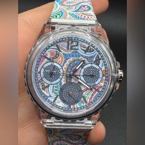 Guess Multicolor Bejeweled Paisley Wristwatch Y2K Style Watch Untested Accessory